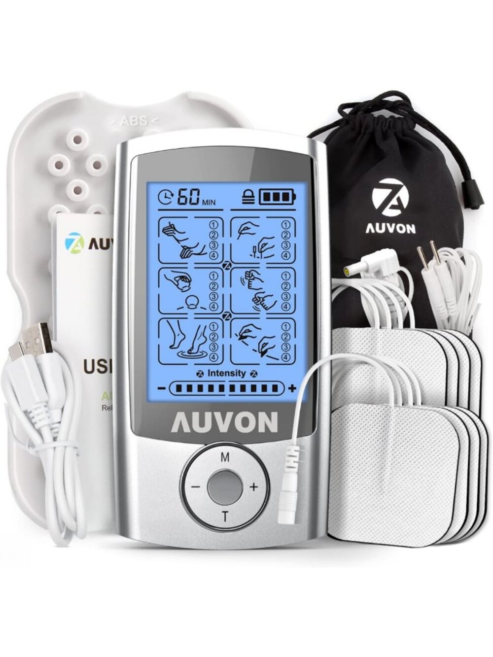 24 Modes TENS Unit Muscle Stimulator for Pain Relief & Premium Electrodes